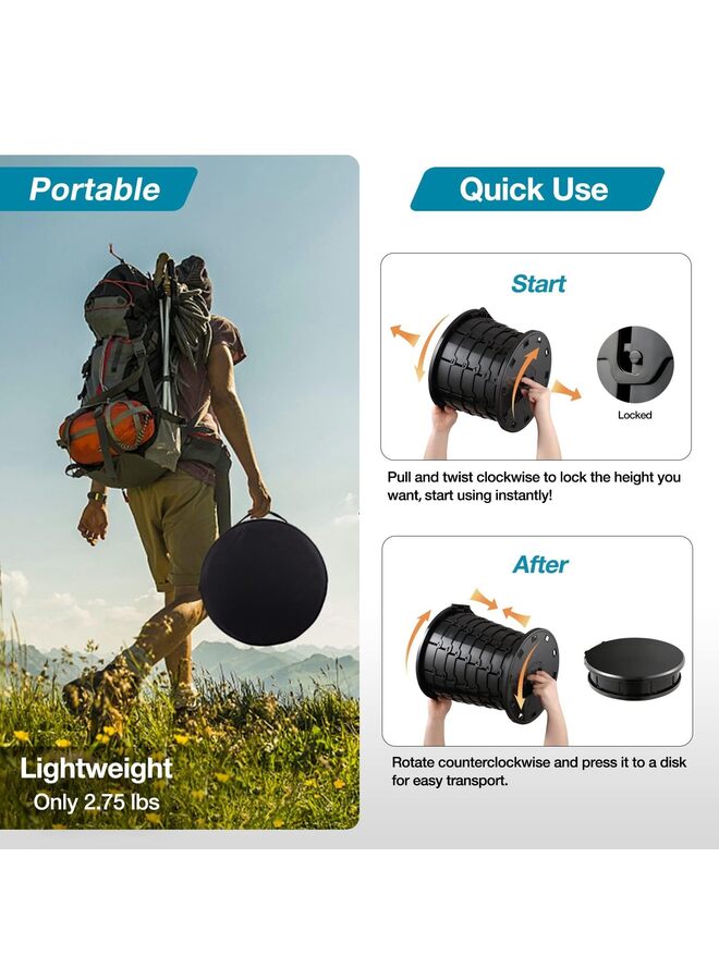 LAMAY Upgrade Retractable Portable Toilet Travel Toilet Adjustable Height Camping Toilet Portable Potty for Adults Kids, Foldable Portable Toilet for Camping/Car - Image 5